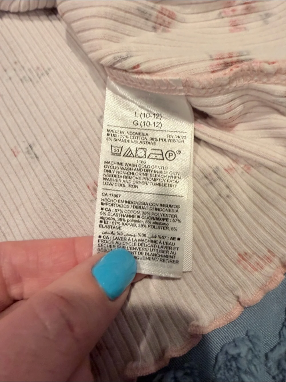 Old Navy Pink Floral Ribbed Long-Sleeve Tee